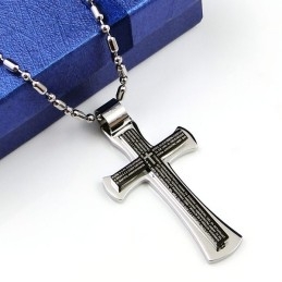Κολιέ Cool Man Black Cross Από Τιτάνιο (Νέο)