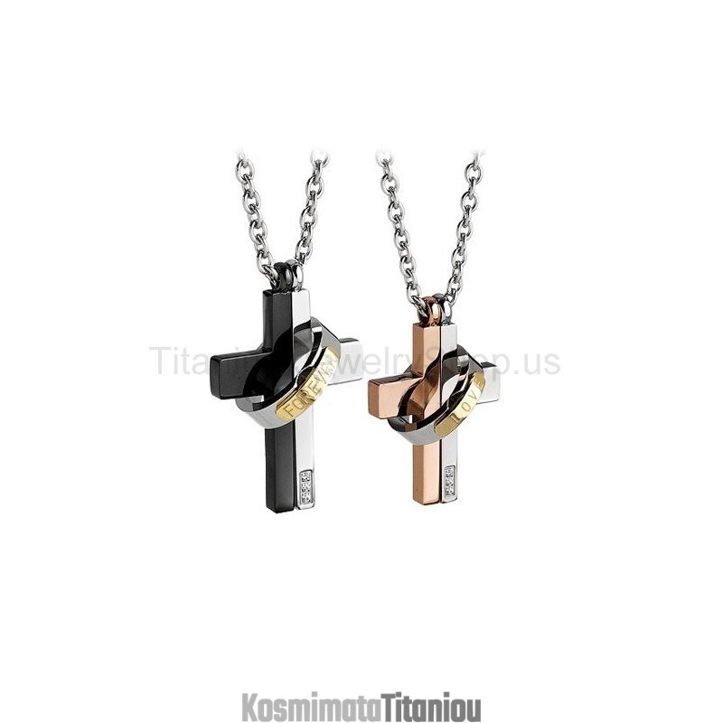 Μενταγιόν Love Forever Two Layers Από Τιτάνιο Lovers