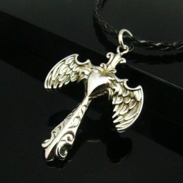Cool Man Angle Wing Cross Pure Titanium Κολιέ Δώρο