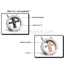 Σταυροί Lovers Από Τιτάνιο Σε Ροζ Χρυσό Και Μαύρο Με Στρας Και Δωρεάν Αλυσίδες C681