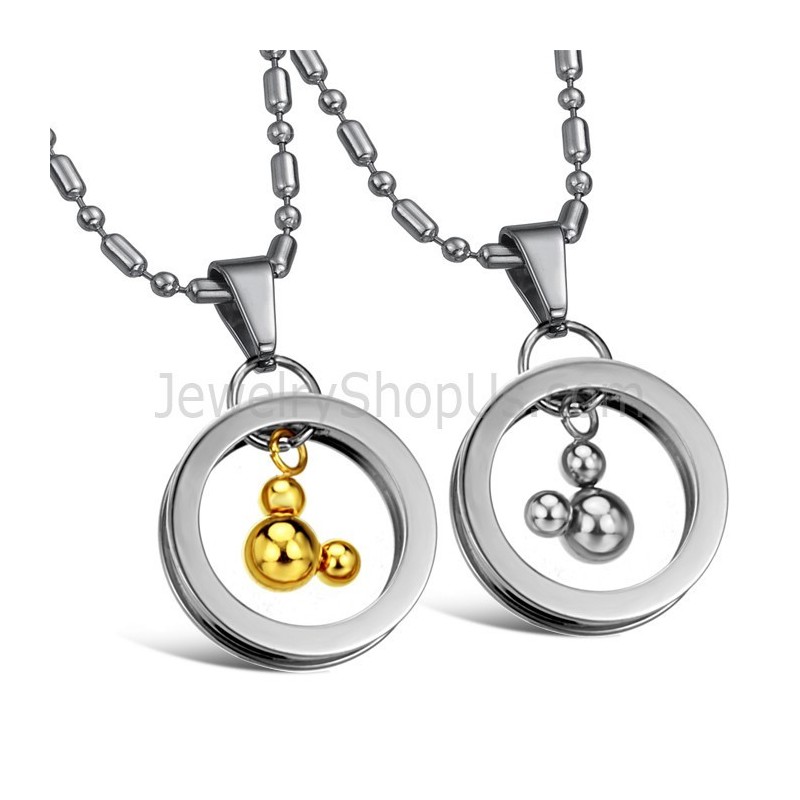 Μενταγιόν Mickey Από Τιτάνιο, Ασήμι Και Χρυσό Με Δωρεάν Αλυσίδες 264