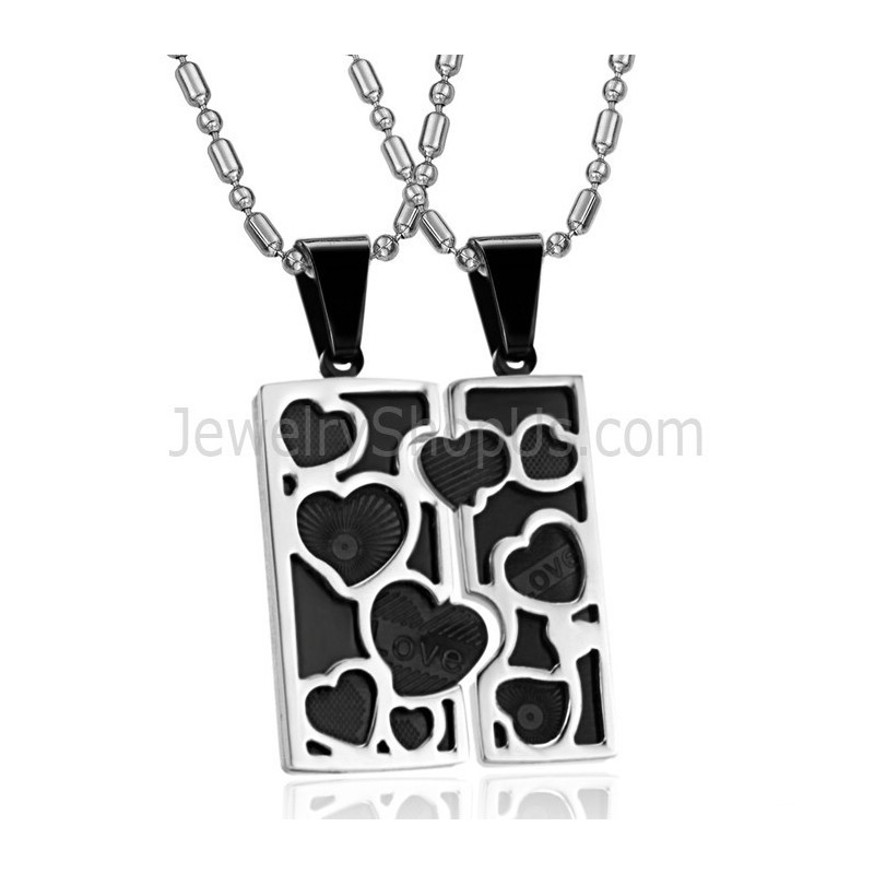 Μενταγιόν Love Jigsaw Lovers Από Ασήμι Τιτανίου Και Μαύρο Με Δωρεάν Αλυσίδες C733 Μενταγιόν Love Jigsaw Lovers Από Ασήμι Τιτανίου Και Μαύρο Με Δωρεάν Αλυσίδες C733