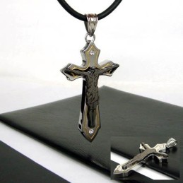 Μενταγιόν Man Juses Cross Από Τιτάνιο Και Ατσάλι (Δωρεάν Αλυσίδα)