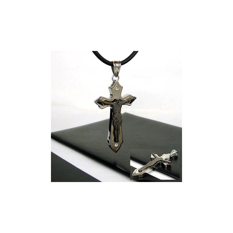Μενταγιόν Man Juses Cross Από Τιτάνιο Και Ατσάλι (Δωρεάν Αλυσίδα)