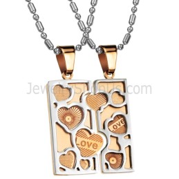 Μενταγιόν Love Jigsaw Lovers Από Τιτάνιο Σε Ροζ Χρυσό Με Αλυσίδες C733