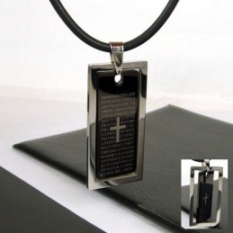 Μοναδικό Μενταγιόν Από Τιτάνιο Με Μαύρο Σταυρό Και Μοναδική Βίβλο Για Άνδρες
