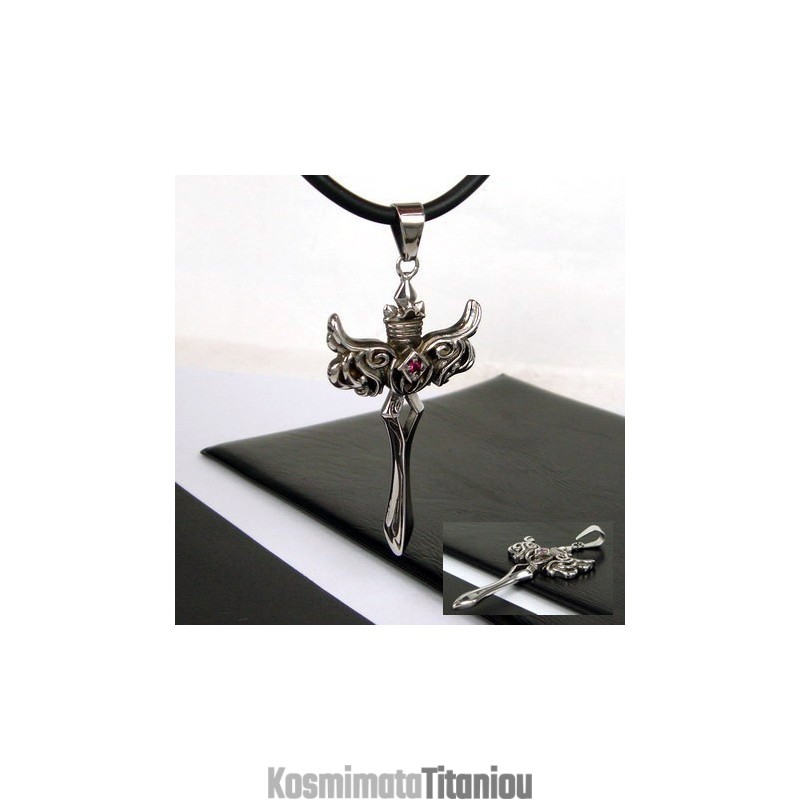 Ανδρικό Κολιέ Με Σταυρό Αγγέλου Από Τιτάνιο Και Ατσάλι