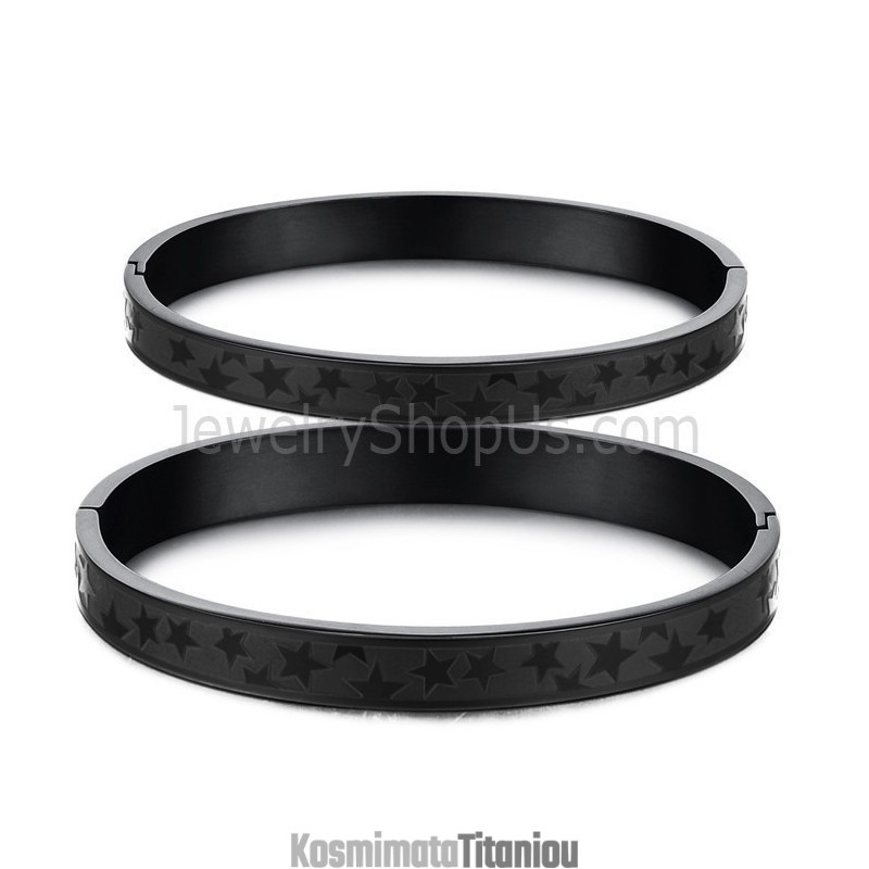Βραχιόλια Για Ζευγάρια Tatanium Black Stars C863 Βραχιόλια Για Ζευγάρια Tatanium Black Stars C863