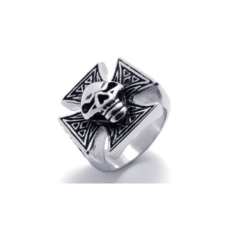 Δαχτυλίδι Από Τιτάνιο Με Σταυρό Και Κρανίο