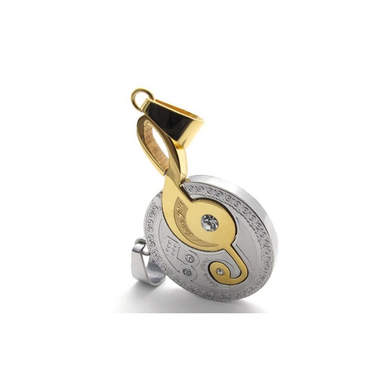 Χρυσό Μενταγιόν Από Τιτάνιο Με Μουσική Νότα Και Διαμάντια Diamond Lovers