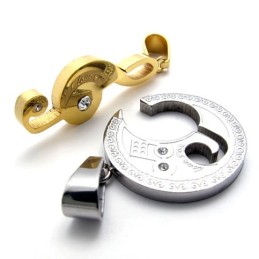 Χρυσό Μενταγιόν Από Τιτάνιο Με Μουσική Νότα Και Διαμάντια Diamond Lovers