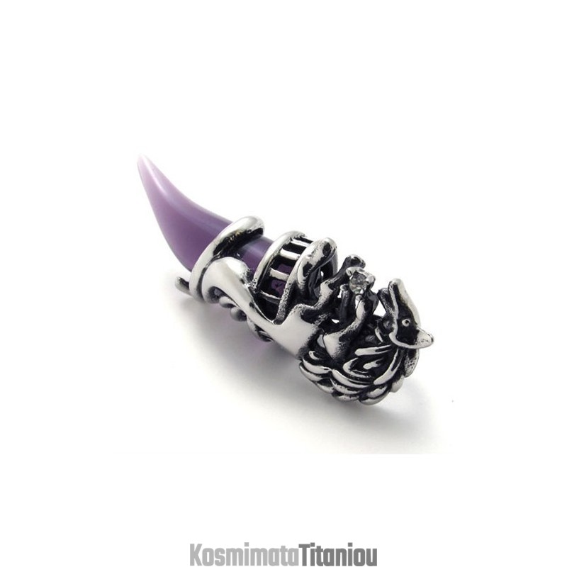 Μενταγιόν Από Τιτάνιο Με Μωβ Κέρατο