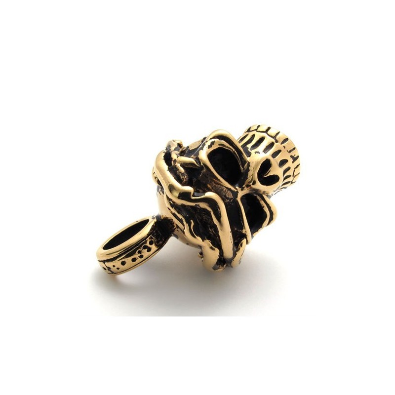 Χρυσό Μενταγιόν Από Τιτάνιο Με Κρανίο