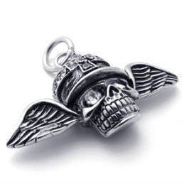 Κρεμαστό Τιτανίου Wings Skull Diamond