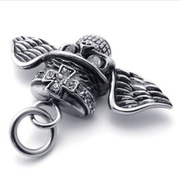 Κρεμαστό Τιτανίου Wings Skull Diamond