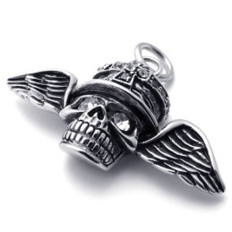 Κρεμαστό Τιτανίου Wings Skull Diamond