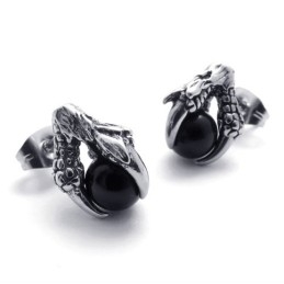 Σκουλαρίκια Από Τιτάνιο Claw Black Gem