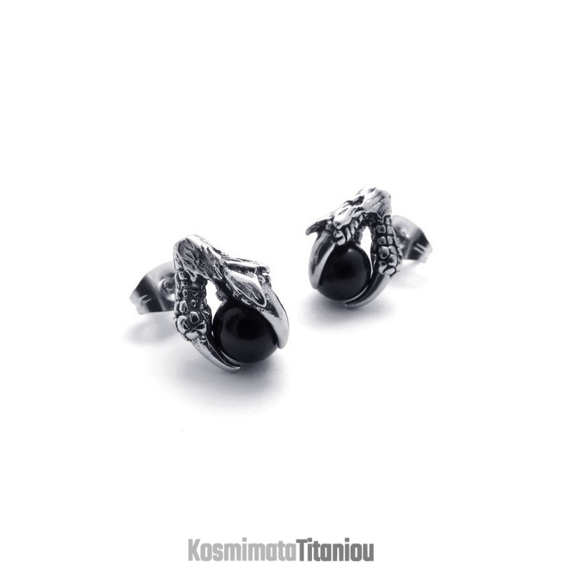 Σκουλαρίκια Από Τιτάνιο Claw Black Gem