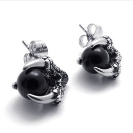 Σκουλαρίκια Από Τιτάνιο Claw Black Gem