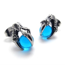 Σκουλαρίκια Από Τιτάνιο Claw Blue Gem