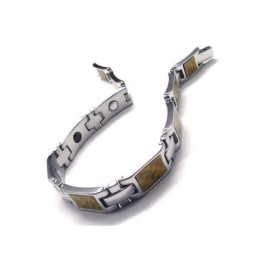 Ανδρικό Μαγνητικό Βραχιόλι Από Τιτάνιο Σε Χρυσό Και Ασήμι