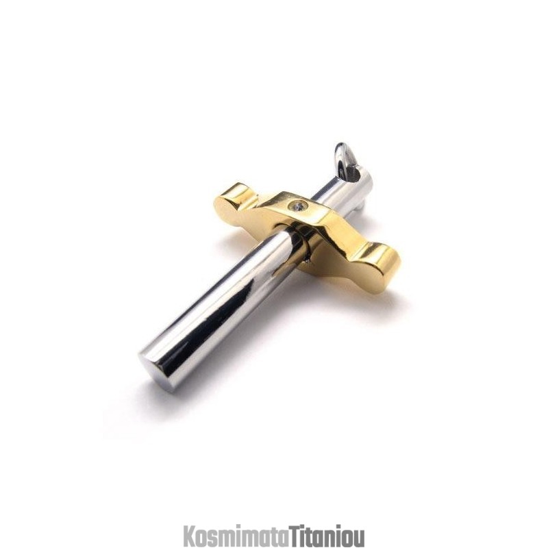 Κολιέ Με Σταυρό Από Χρυσό Και Ασήμι Από Καθαρό Τιτάνιο