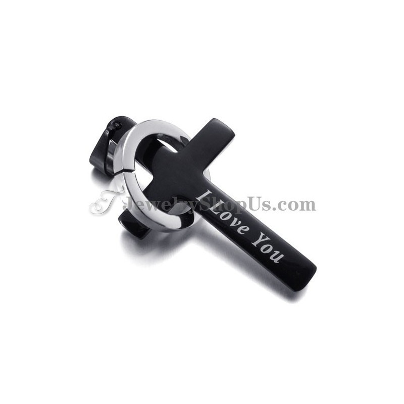 Μαύρο Μενταγιόν Από Τιτάνιο Με Σταυρό Και Κύκλο