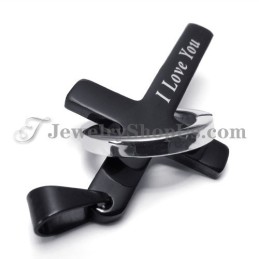 Μαύρο Μενταγιόν Από Τιτάνιο Με Σταυρό Και Κύκλο