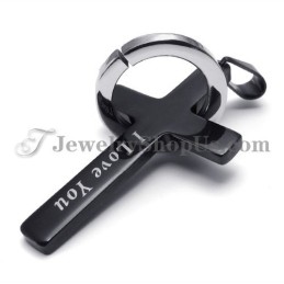 Μαύρο Μενταγιόν Από Τιτάνιο Με Σταυρό Και Κύκλο