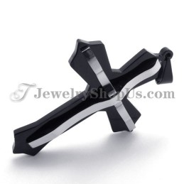 Μοντέρνο Μαύρο Μενταγιόν Σταυρού Από Τιτάνιο