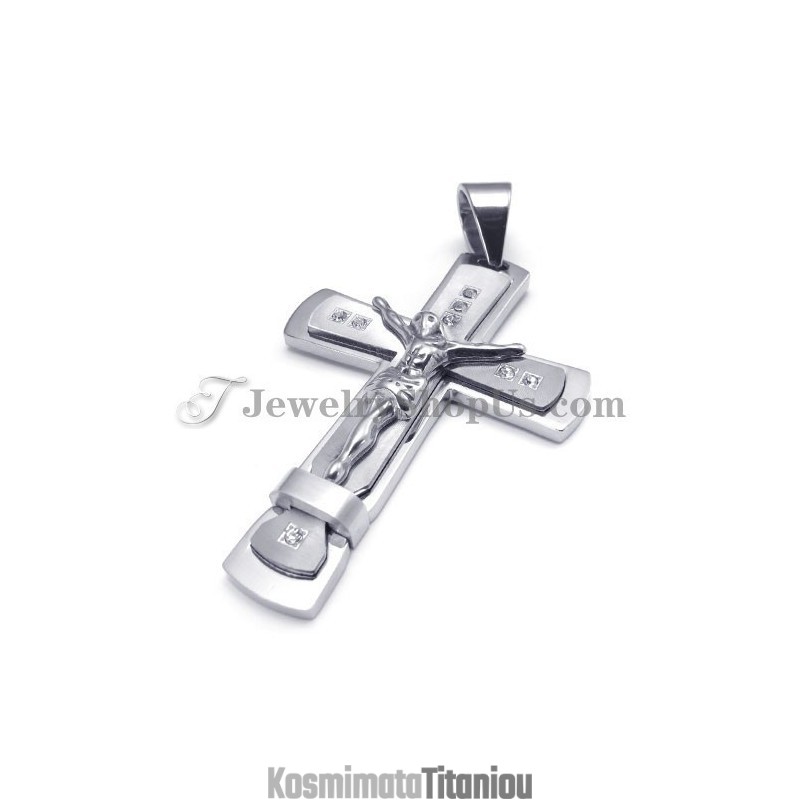 Κλασικό Μενταγιόν Από Τιτάνιο Με Σταυρό Του Ιησού