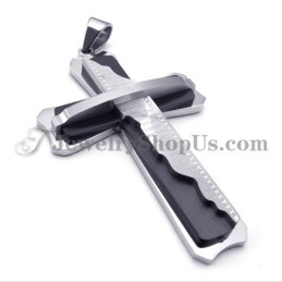 Υπέροχο Μαύρο Μενταγιόν Σταυρού Από Τιτάνιο