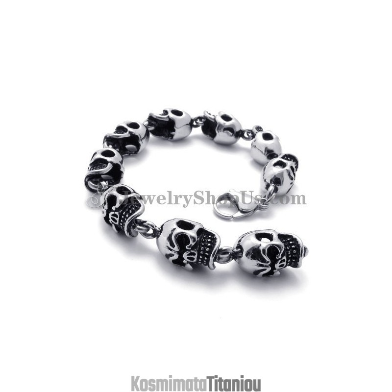 Βραχιόλι Από Τιτάνιο Elegant Skulls Βραχιόλι Από Τιτάνιο Elegant Skulls