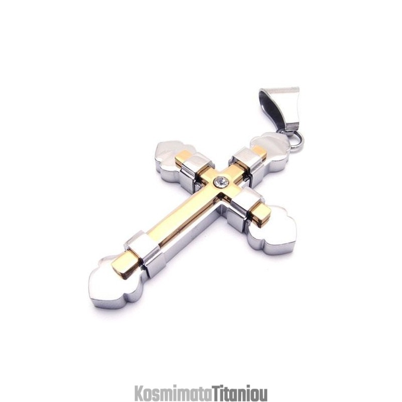 Ανδρικό Κολιέ Με Χρυσό Σταυρό Από Καθαρό Τιτάνιο (Νέο)