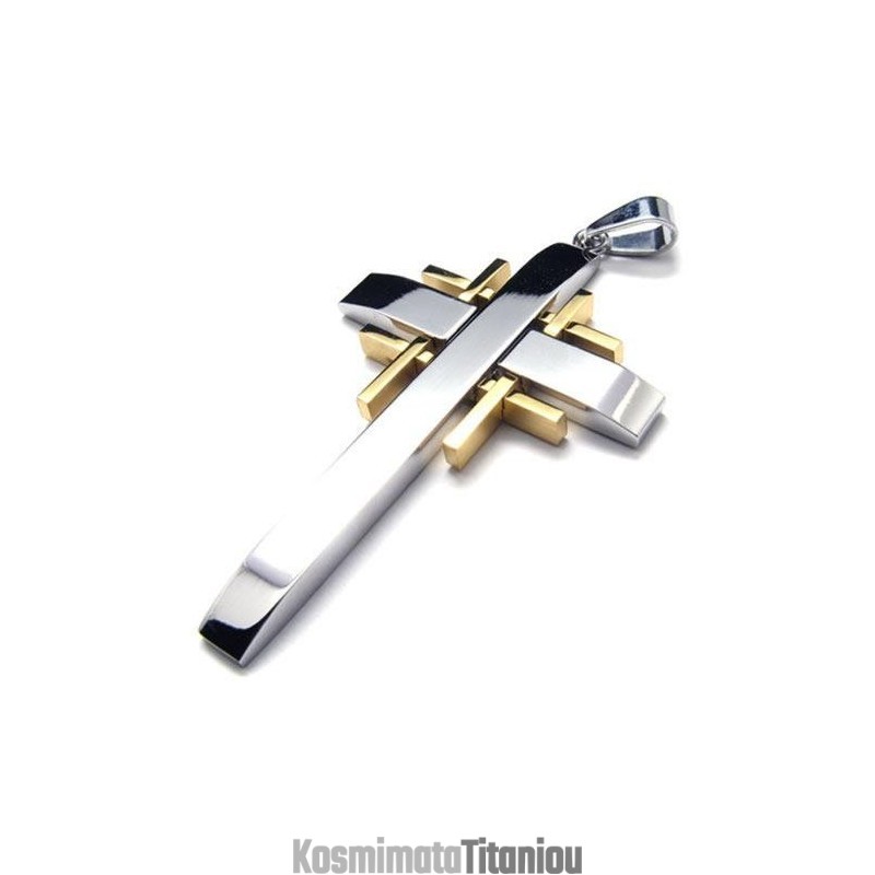 Ανδρικό Κολιέ Με Σταυρό Από Καθαρό Τιτάνιο Και Αλυσίδα (Νέο)