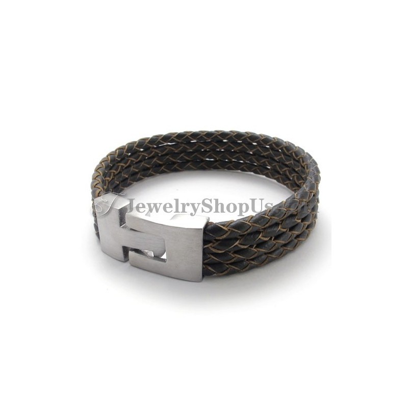 Κομψό Βραχιόλι Από Δέρμα Και Τιτάνιο