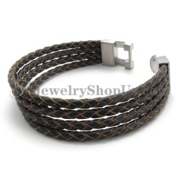 Κομψό Βραχιόλι Από Δέρμα Και Τιτάνιο