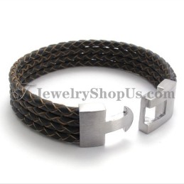 Κομψό Βραχιόλι Από Δέρμα Και Τιτάνιο