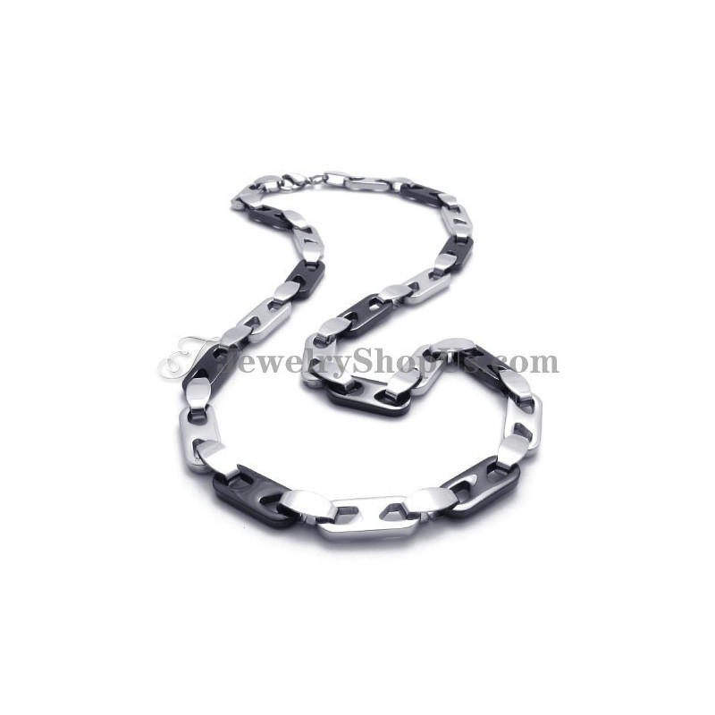 Κομψό Μαύρο Και Ασημένιο Κολιέ Από Τιτάνιο