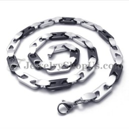 Κομψό Μαύρο Και Ασημένιο Κολιέ Από Τιτάνιο