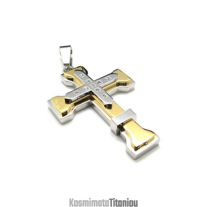 Ανδρικό Κολιέ Με Σταυρό Από Χρυσό Τιτάνιο (Νέο)