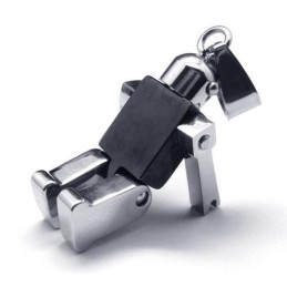 Ανδρικό Κολιέ Μενταγιόν Από Μαύρο Ασήμι Robot Pure Titanium