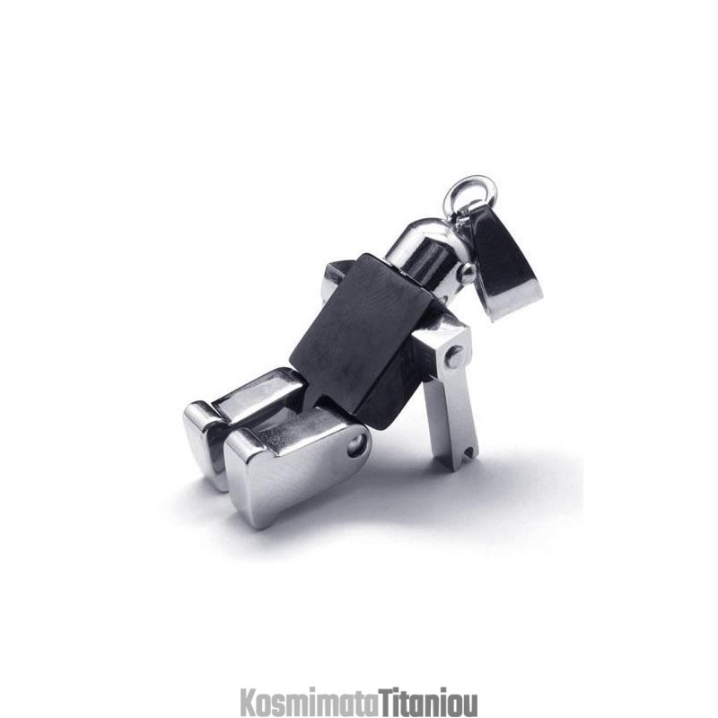 Ανδρικό Κολιέ Μενταγιόν Από Μαύρο Ασήμι Robot Pure Titanium Ανδρικό Κολιέ Μενταγιόν Από Μαύρο Ασήμι Robot Pure Titanium