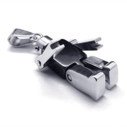 Ανδρικό Κολιέ Μενταγιόν Από Μαύρο Ασήμι Robot Pure Titanium