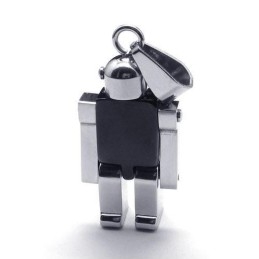 Ανδρικό Κολιέ Μενταγιόν Από Μαύρο Ασήμι Robot Pure Titanium