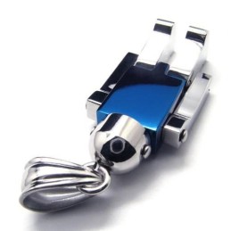 Ανδρικό Μπλε Ασημένιο Κολιέ Μενταγιόν Robot Pure Titanium